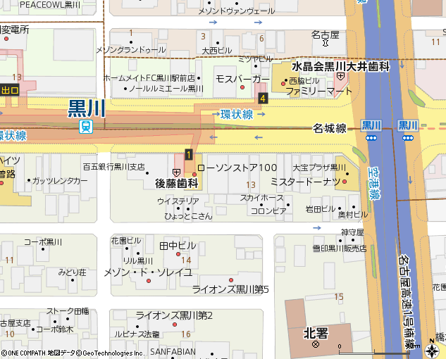 黒川支店付近の地図